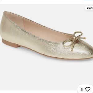 Stuart Weitzman Gold Bow Flats